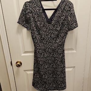 Club Monaco Floral V-Neck Dress - Black and White
